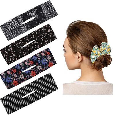 4Pcs Magic Donut Hair Bun Maker for Women, Soft Black Deft Bun for Hair Bands Big French Twist Hair Clip to Twist Bun (Black)