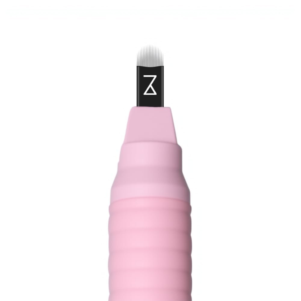 M Mellie's Signature Microblading Eyebrow Pen (Pack of 10) - Disposable Microblading Pen with Sterilized Blade, Comfortable Rubber Grip and Pigment Sponge for Flawless Bro (U18 NANO .15mm, Pink)