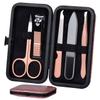 HANTEKAS Manicure Set Nail Clippers Kit 5 Pieces in 1 Stainless Steel Professional Grooming Nail Care Tools Including Nano Glass Nail Shiner Buffer File Gift for Men Husband Boyfriend Parents Women view 1