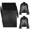 Shappy 4 Pieces Silk Satin Wig Bag Black Hair Bags with Drawstring Tassel Stuff Satin Black Gift Travel Storage for Packaging Bundles Extension Home Salon Travel view 1