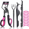 14 Pieces Eyelash Curler Kit Eyelash Comb Eyebrow Brush Tweezers False Eyelashes Applicator Tool Eyebrow Trimmer Silicone Refills Pads for Women(Black and Purple) view 1
