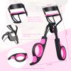 14 Pieces Eyelash Curler Kit Eyelash Comb Eyebrow Brush Tweezers False Eyelashes Applicator Tool Eyebrow Trimmer Silicone Refills Pads for Women(Black and Purple) view 3
