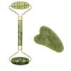 2pcs Facial Massager Roller Guasha Board Flat, Natural Jade Stone Eye Neck Thin Lift Relax Slimming Face Massage Tools-H Set view 1