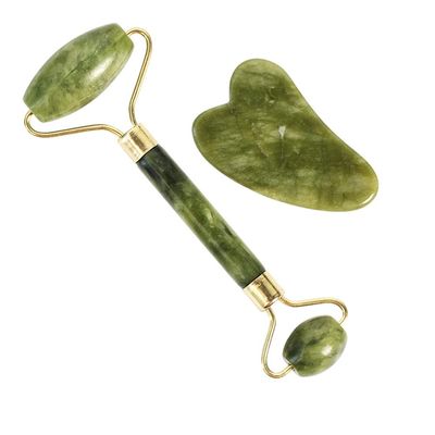 Facial Massage Roller Guasha Board Double Heads Natural Jade Stone Face Lift Body Skin Relaxation Slimming Beauty Neck Thin Lift-2pcs 02