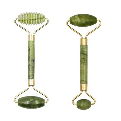 2pcs Facial Massager Roller Guasha Board Flat, Natural Jade Stone Eye Neck Thin Lift Relax Slimming Face Massage Tools-N Set