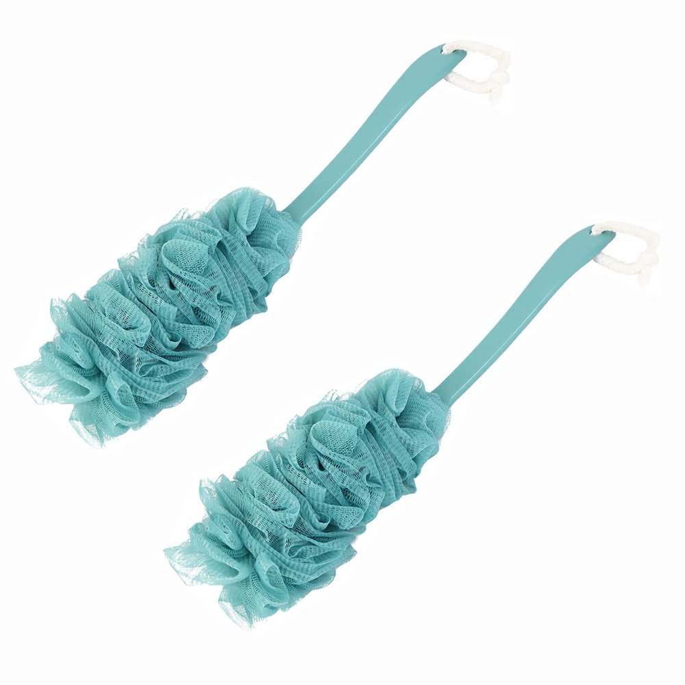 Back Scrubber for Shower, Long Handle Bath Sponge Shower Brush, Exfoliating Luffa Bath Sponge, Body Bath Brush for Women and Men, Bathroom Shower Accessories(Multiple Colors) (2-pack, Green)