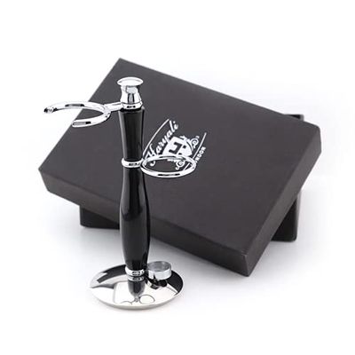 Haryali London Shaving Stand for Men's Shaving Set, Razors, Brushes - Chrome & Black