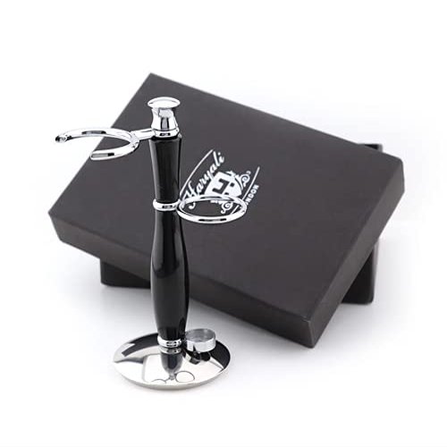 Haryali London Shaving Stand for Men's Shaving Set, Razors, Brushes - Chrome & Black
