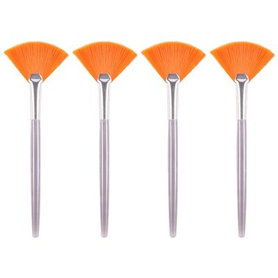 SOLUSTRE 4pcs Fan Makeup Brush Portable Cosmetic Tools for Facial Masks Easy Application for Skincare Products Synthetic Bristles for Women and Girls