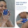Silicone Body Scrubber, BEAUTAIL Shower Bath Scrubber, More Hygienic Than Traditional Loofah, Lather Nicely, Long Lasting, Gentle Exfoliating Brush for Women Men Baby Sensitive Skin, 1 Pack, Blue view 4