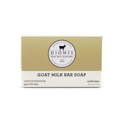 Dionis Goat Milk Vanilla Bean Scented Hand and Body Soap Bar, Hydrating Moisturizing Wash for Sensitive Skin, Gentle Lasting Hydration, Cruelty Free, Non Greasy, Paraben Free, Made in the USA, 6 oz