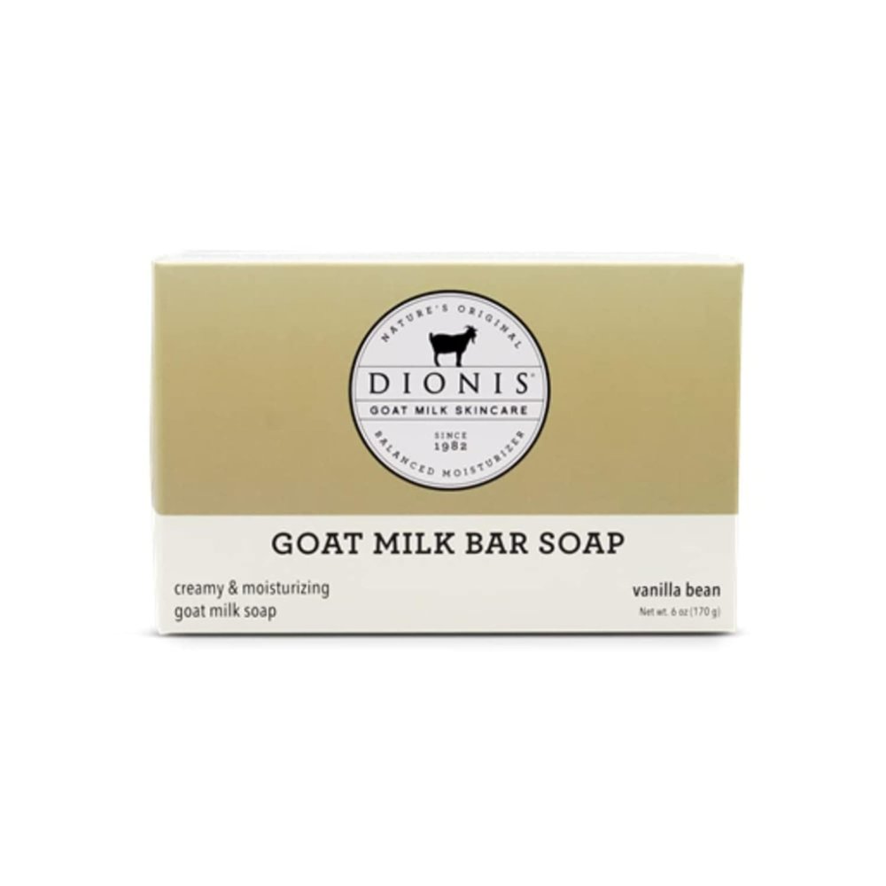 Dionis Goat Milk Vanilla Bean Scented Hand and Body Soap Bar, Hydrating Moisturizing Wash for Sensitive Skin, Gentle Lasting Hydration, Cruelty Free, Non Greasy, Paraben Free, Made in the USA, 6 oz