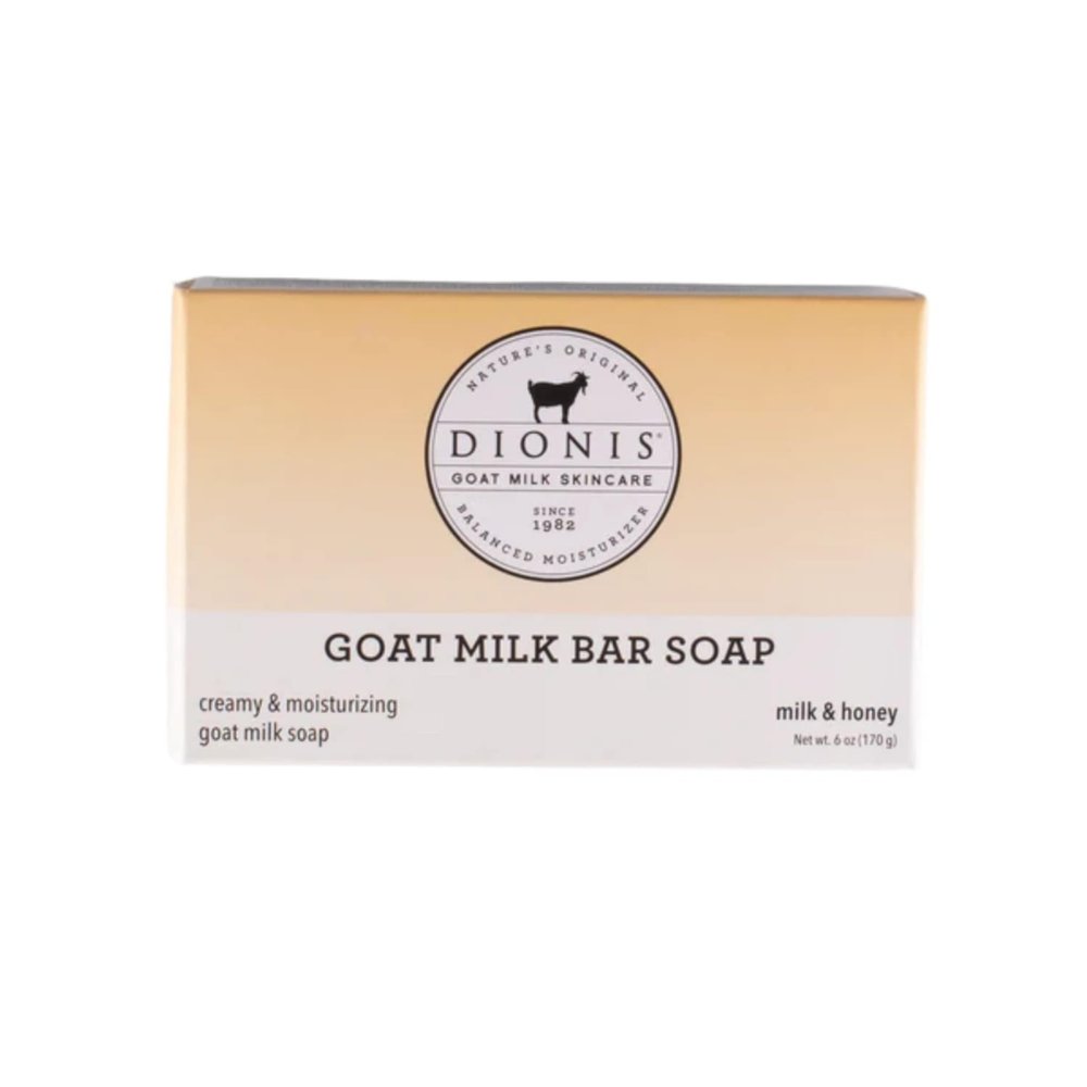 Dionis Goatmilk Milk and Honey Scented Hand and Body Soap Bar, Hydrating Moisturizing Wash for Sensitive Skin, Gentle Lasting Hydration, Cruelty Free, Non Greasy, Paraben Free, Made in The USA, 6 oz