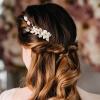 AW BRIDAL Flower Hair Clip for Wedding Hair Comb Barrette Bridal Hair Pieces Wedding Hair Accessories for Women Girls (Gold) view 4