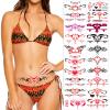 Sexy Navel Temporary Tattoos 20 Sheets Large Black Red Lace Abdomen Waist Waterproof Tattoo Stickers for Women Fake Body Tattoos view 1