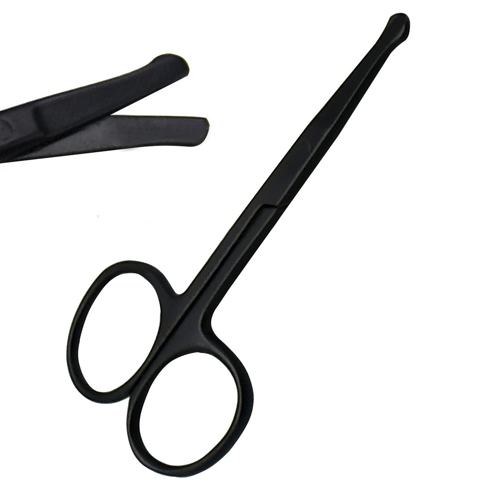 AAProTools 3.75" Premium Nose Hair Scissors Safety Blades with Rounded Tip for Trimming Small Details Facial Hair, Ear Hair, Eyebrow (Black)