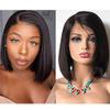 10inch 150 Density Lace Front Wigs Yaki Bob Right Side Part Human Hair Lace Front Wigs Light Yaki Bob (8inch 150 Density, 1b#(Natural Black)) view 1