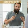 Geiserailie 3 Pieces Moustache Comb and Brush Beard Edge Brushes 2-in-1 Sapling Wood Mustache Comb Gentle Control Bamboo Eyebrow Hair Tool view 4