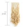 RemeeHi Clip in Hair Extensions 7 PCS Full Head 22 inch Curly Wave Synthetic Clip Hair Piece Wavy Hairpiece for Women Girls SC88-1B# view 3