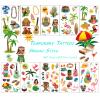 TopFunny Temporary Tattoos for Kids and Adults, 87Pcs Cartoon Hawaii Style Tattoos (10 Sheets) Waterproof Cute Fake Tattoo Body Stickers Holiday Beach Party Decoration Supplies Gifts Favors Girls Boys view 1