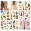 TopFunny Temporary Tattoos for Kids and Adults, 87Pcs Cartoon Hawaii Style Tattoos (10 Sheets) Waterproof Cute Fake Tattoo Body Stickers Holiday Beach Party Decoration Supplies Gifts Favors Girls Boys view 2