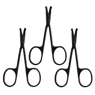 AAProTools 3 Pieces Nose Hair Scissors Rounded Tip Scissors Facial Hair Scissors Stainless Steel Blunt Tip Scissor for Eyebrows, Nose, Moustache, Beard, Grooming (Black)