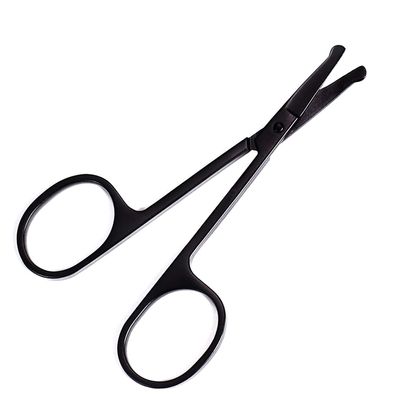 AAProTools Stainless Steel Rounded Nose Hair Eyebrow Beard Mustache Trimming Scissors Safety Grooming Trimmer Full Black