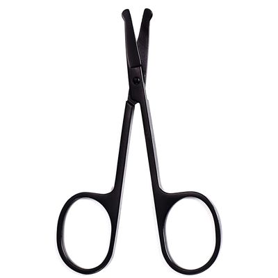 AAProTools Rounded Facial Hair Scissors for Men - Mustache, Nose Hair & Beard Trimming Scissors, Safety Use for Eyebrows, Eyelashes, and Ear Hair - Professional Stainless Steel (Black)