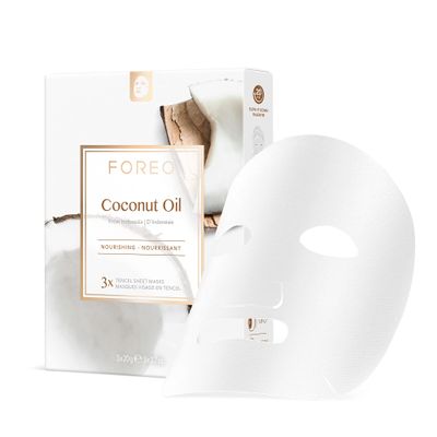 FOREO Coconut Oil Nourishing Sheet Mask for Dehydrated Skin, 3 pack, Deeply Moisturizing Clean Formula, Cruelty-free, Compatible with UFO devices
