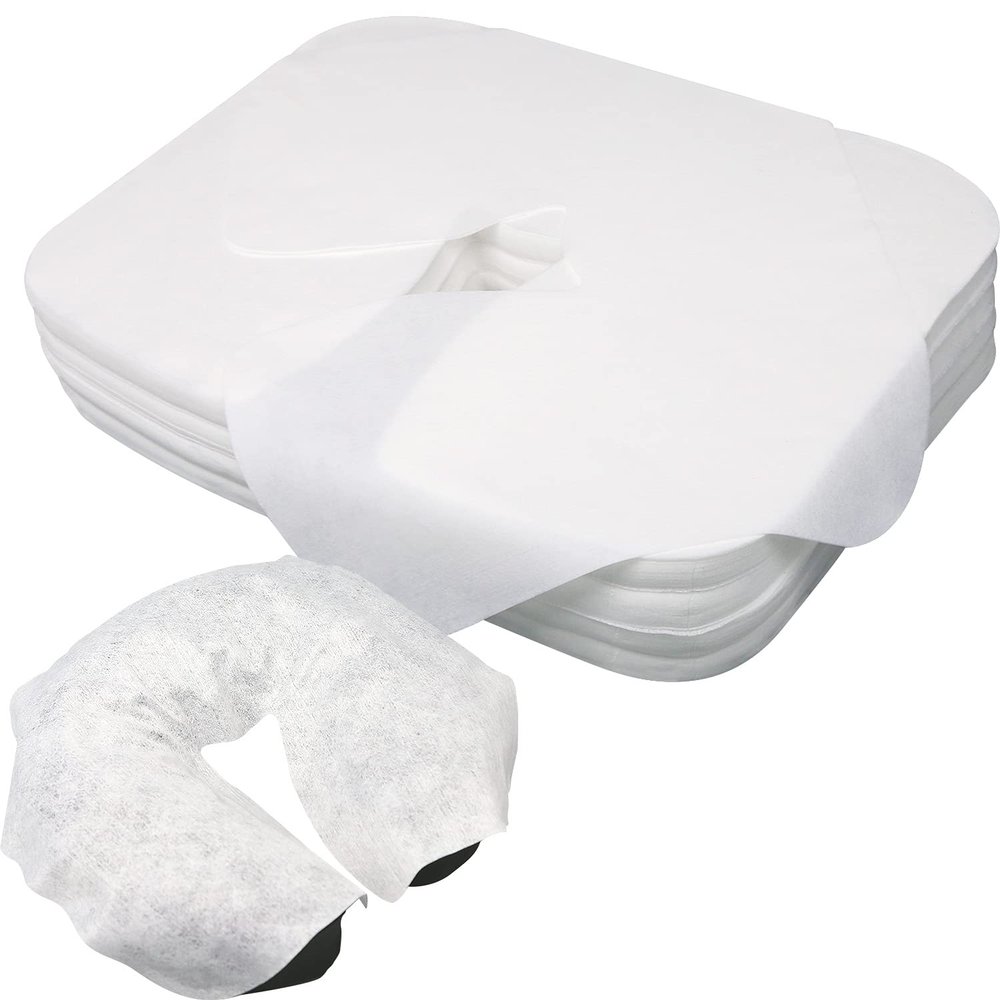 200 Count Disposable Face Cradle CoversMedical-Grade Cotton, SPA Face Rest Covers Headrest Covers for Massage Tables Massage Chairs 14.17 x 10.6 inches/ 36 x 27 cm