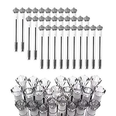 60 Pcs Black Diamond Disposable Mascara Brushes Eyelash Spoolies Makeup Brush Mascara Wand in Sanitary Tube Lash Supplies