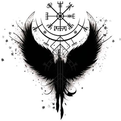 Dopetattoo 6 Sheets Temporary Tattoo Helm of Awe Viking Symbol Viking Fake Tattoos Norse Wing Tattoos Neck Chest for Women Men Adults(No more Sticky)