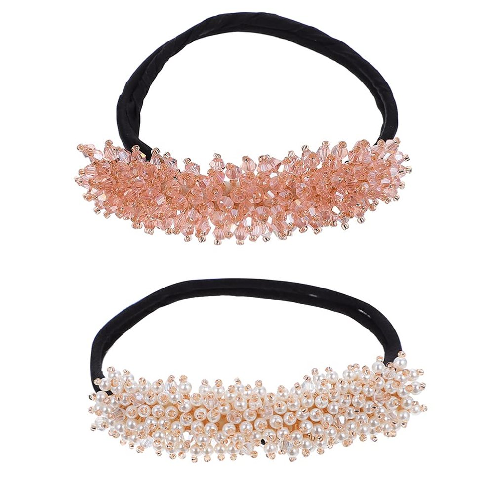 Beaupretty 2pcs Rhinestone Bead Hair Bun Maker Elegant Styling Accessory for Effortless Updos for Daily Wear Includes Bun Former