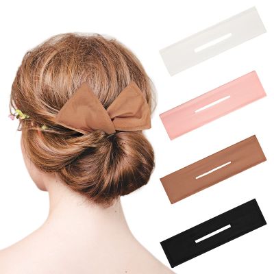 4 Pieces Deft Hair Bun Maker Doughnut Hair Bun French Hairstyle(Black, White, Khaki, Pink)