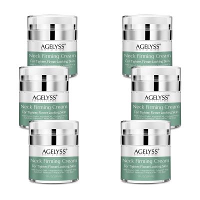 Agelyss Neck Firming Cream - With Pepha-Tight and Gatuline Expression - Paraben-Free, Cruelty-Free, Vegan - 1 FL OZ - Pack of 6