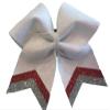 Glitter Cheer Bow White/Red/Silver Hair Tie view 1
