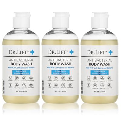 DR. LIFT Antibacterial Body Wash, 8 oz (3-Pack) - Gentle & Effective Shower Gel - Made in America