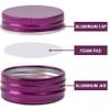0.5 oz Screw Top Aluminum Tin Jar with Screw Lid and Blank Labels (Purple - Pack of 32) view 3