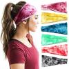 YONUF Boho Headbands For Women Fashion Wide Headband Yoga Workout Head Bands Hair Accessories Elastic Tie Dye Band 6 Pack view 1