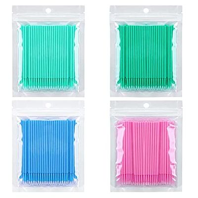 400 PCS Disposable Micro Eyelash Extension Mascara Applicators Brushes Eyelash Glue Cleaning Stick for Make up and Clean and Compatible and Personal Care(four colors,Head Diameter: 2.0mm)