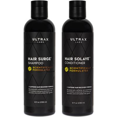 Ultrax Labs Hair Surge Shampoo and Hair Solaye Conditioner Bundle (8 fl oz) | Thickens Hair, Reduces Breakage, Promotes Growth, Strengthens Follicles | For Men and Women