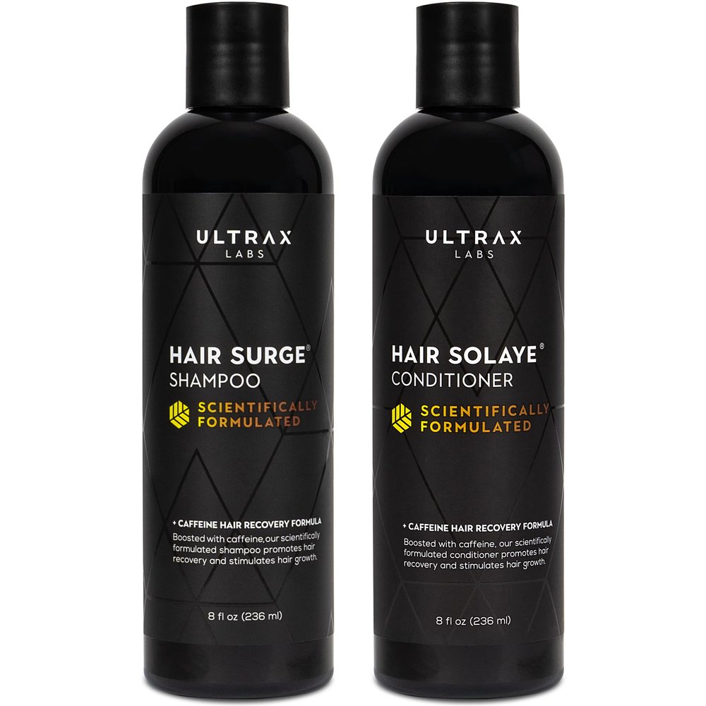 Ultrax Labs Hair Surge Shampoo and Hair Solaye Conditioner Bundle (8 fl oz) | Thickens Hair, Reduces Breakage, Promotes Growth, Strengthens Follicles | For Men and Women
