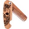 Beard Comb Personalized Gifts Anniversary Gift Wooden Brush Custom Comb Groomsmen Gift Hair Brush Pocket Brush Birthday Gift for Boyfriend (Walnut, Half Skull) view 1