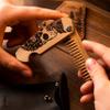 Beard Comb Personalized Gifts Anniversary Gift Wooden Brush Custom Comb Groomsmen Gift Hair Brush Pocket Brush Birthday Gift for Boyfriend (Walnut, Half Skull) view 3