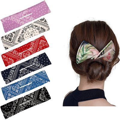 6Pcs French Twist Deft Bun Maker for Women, Magic Donut Hair Shaper Cloth Reusable Hair Clip (Paisy Flower C)