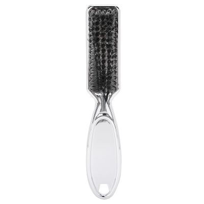 Neck Duster, Soft Bristles Light Weight Antistatic Barber Brush Neck Duster Electroplated Silver Handle for Combing Beard for Sweeping Hair