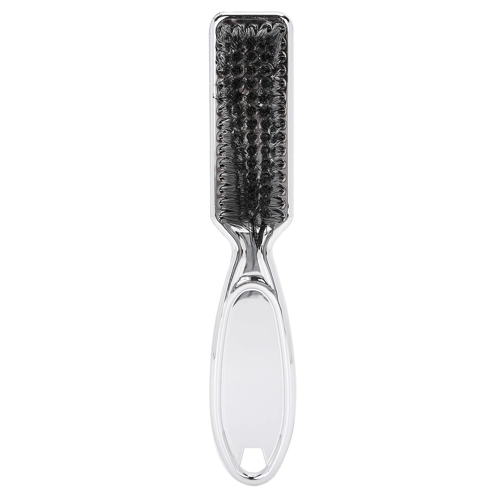 Neck Duster, Soft Bristles Light Weight Antistatic Barber Brush Neck Duster Electroplated Silver Handle for Combing Beard for Sweeping Hair