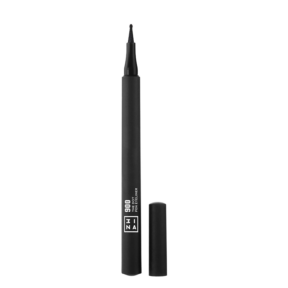 3INA The Dot Pen Eyeliner  Black Liquid Eyeliner Pencil with Rounded Tip  Waterproof Eye Makeup  24 Hour Wear and Non-Shine Finish - 900-0.034 oz