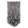 HSPJHTM Grey Hair Extensions Wave Clip in Hair Extension Women Halloween 18" Synthetic Hair Extention 5PCS Long Wavy Gray Thick Hair Pieces for Full Head view 1