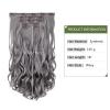 HSPJHTM Grey Hair Extensions Wave Clip in Hair Extension Women Halloween 18" Synthetic Hair Extention 5PCS Long Wavy Gray Thick Hair Pieces for Full Head view 2